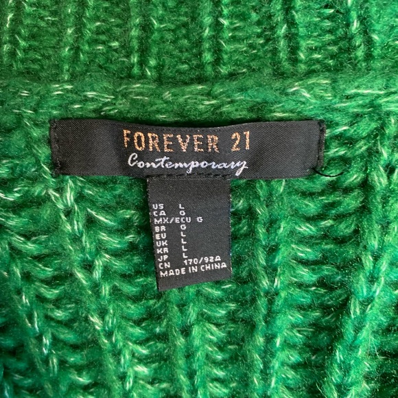 Forever 21 Contemporary Green Cardigan Button Up Long Sleeve Size Large - Picture 4 of 5